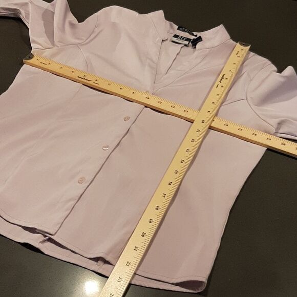 DCC Missy Purple Easy Care Stretch Quarter Sleeve Button Down - Picture 6 of 7